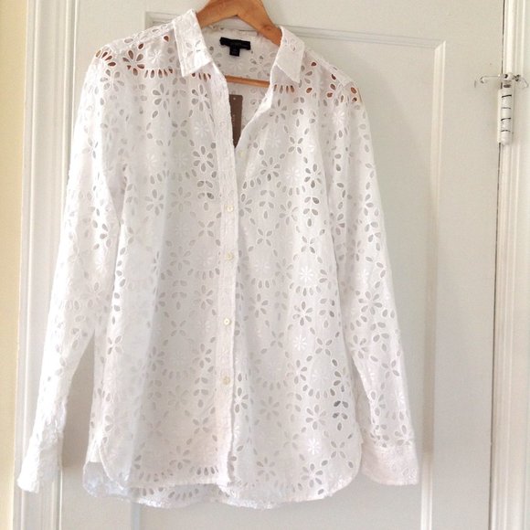 J Crew Classic Fit Eyelet Shirt - Picture 4 of 9
